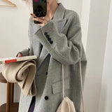 winter outfits men Double-Sided Cashmere Coat Long Loose Suit Collar over the Knee Woolen Coat High-Grade