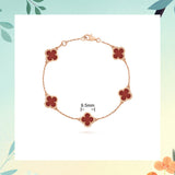 Cifeeo - Red Agate Clover Female Pork Belly White Shell Bracelets