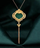 CIFEEO- Original Design Rainbow Copper Overgild Jade Pearl Enamel Safety Lock Tassel Pendant Necklace KX1070