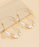 CIFEEO- Oversize Gold Multiple Layers Metal Pearl Hoop Earrings ZZ008