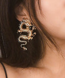 CIFEEO- Oversize Gold Sterling Silver Overgild Dragon Drop Earrings GH1005