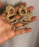 CIFEEO- Oversize Gold Sterling Silver Overgild Dragon Drop Earrings GH1005