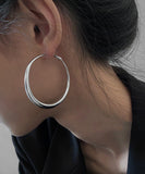 CIFEEO- Oversize Silk Sterling Silver Big Circle Hoop Earrings MM079