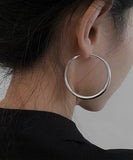 CIFEEO- Oversize Silk Sterling Silver Big Circle Hoop Earrings MM079