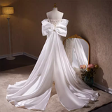 Cifeeo- Luxury Mermaid Sweetheart Tulle Sequin White Wedding Dresses With Removable Bownot B044