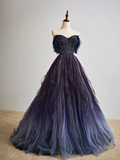 Cifeeo-Cyber Monday Christmas party outfits Dark starry sky purple tulle long prom dress purple evening dress BD19