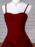 Cifeeo-Cyber Monday Christmas party outfits Sexy Wine Red A-Line Straps Satin Long Burgundy Prom Dresses D087