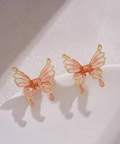 CIFEEO- Regular Orange Copper Resin Butterfly Stud Earrings GH1067