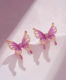 CIFEEO- Regular Orange Copper Resin Butterfly Stud Earrings GH1067