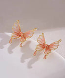 CIFEEO- Regular Orange Copper Resin Butterfly Stud Earrings GH1067