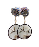 CIFEEO- Retro Black Acrylic Pearl Floral Drop Earrings MM080