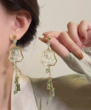 CIFEEO- Retro Gold Sterling Silver Overgild Gem Stone Tassel Drop Earrings ZZ041