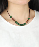 CIFEEO- Retro Green Hand Woven Coloured Glaze Gratuated Bead Necklace KX1014