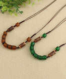 CIFEEO- Retro Green Hand Woven Coloured Glaze Gratuated Bead Necklace KX1014