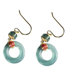 CIFEEO- Retro Light Green Sterling Silver Overgild Jade Enamel Ping Buckle Drop Earrings GH1011