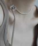 CIFEEO- Retro Silk Sterling Silver Bow Tassel Pendant Necklace GH1072