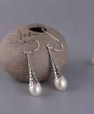 CIFEEO- Sterling Silver Pearl Drop Earrings