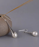 CIFEEO- Sterling Silver Pearl Drop Earrings