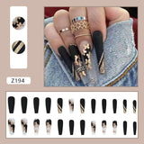 Cifeeo Long Fake Nails Golden Butterfly Diamond Full Cover False Nails DIY Glue Press On Nails Nail Supplies For Professiona