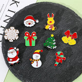 Cifeeo-Christmas gifts Cute Enamel Christmas Small Brooches For Women Men Santa Claus Xmas Tree Snowman Snowflake Elk Cartoon Pins Badge Party Jewelry