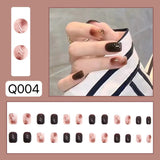 Cifeeo 24pcs Pink Bow Heart Short Coffin Fake Nails Women Wearable Nail Art Stickers Press on Nail Tips Full Finished False Nail Women