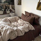 Cifeeo-Solid Pink Fashion Style Bedding Set Twin Full Queen Size Duvet Cover Set Adults Kids Simple Korean Bed Flat Sheet Pillowcases
