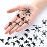 Cifeeo 50/100pcs Black Spider Simulation Tricky Toy Haunted House Spider Web Bar Party Decorations Kids Halloween Decor Fake Spiders