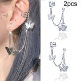 Cifeeo Silver Color Leaves Clip Earrings for Women Men Creative Simple C Ear Cuff Non-Piercing Ear Ear Clip Set Trend Jewelry Gift