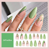 Cifeeo New Rainbow Color French Tips Fashion Almond Fake Nails With Designs Wearable False Nails Press On Nails DIY Manicure Patches