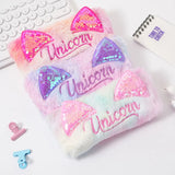 Cifeeo-Back To School Gifts Sequins Ears Pencil Case School Supplies Pencil Pouch Estuche Escolar Embroidery Cartoon Cute Stationery Plush Pencil Case Girls