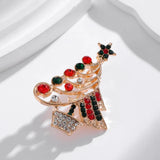 Cifeeo-Christmas gifts Luxury Exquisite Christmas Brooches Full Rhinestone Xmas Tree Santa Snowman Elk Penguin Brooch Pins Party Corsage Jewelry Gifts