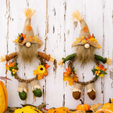 Thanksgiving Gnomes, Fall Plush Autumn Vine Wreath Dwarf Doll Ornament Gnomes Decorations for Home Tiered Tray Tabletop Decor