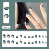 Cifeeo- Ultra-thin And Ultra-soft Nail Manicures Wearable Nails Wholesale False Nails Ink Dyeing Short Square Fake Nails 24pcs/pack