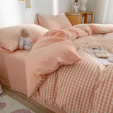Cifeeo-Nordic Pink Black Checkerboard Duvet Cover Set with Pillowcase Bed Sheet Kid Girls Bedding Sets Full Queen Twin Kawaii No Filler