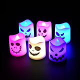 Cifeeo-6pcs Halloween Led Ghost Pumpkin Candle Light Glowing Lamp Halloween Party Home Bar Decoration Haunted House Horror Props