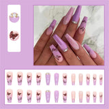 Black Friday  Cifeeo  Blue Starry Sky French Tips Long Ballerina Nails Set Press On French Coffin Fake Nail Tips With Designs DIY Wearable False Nails