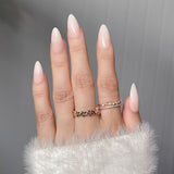 Cifeeo 24Pcs Detachable Almond False Nails French Fake Nails Full Nail Art Tips Press On Nails