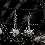 Cifeeo-2pcs Vintage Heart Thorns Spike Chain Geomrtry Gothic Fashion Alloy Silver Color Earring Pendant Woman Party Prom Gift