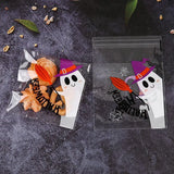 Cifeeo 50/100 Pcs 10x10cm Halloween Plastic Candy Cookies Gift Bag Self Adhesive Snack Wrap Bag Halloween Party Decorations Kids Gifts