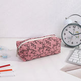 Cifeeo-Back To School Gifts Retro Flowers Pencil Case Estuche Escolar Pencil Pouch Corduroy Cute Stationery Large Capacity School Supplies Pencil Case Girls