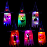 Cifeeo-75x37 CM LED Halloween Decoration Flashing Light Gypsophila Ghost Festival Dress Up Glowing Wizard Ghost Hat Lamp Hanging Decor