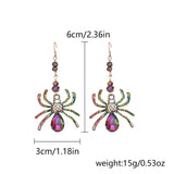 Cifeeo-Halloween Jewelry Halloween Colorful Spider Earrings For Women Shiny Crystal Inlaid Zircon Punk Insect Water Drop Earring Festival Party Jewelry