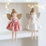 Lovely pink Plush Christmas Angel Girl Doll Oranments Xmas Tree Hanging Pendants Merry Christma Decor Gifts Happy 2024 Noel