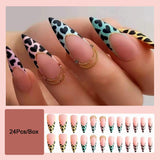 Cifeeo Green Long Stiletto False Nails With Designs Fashion Matte Fake Nails Press On Nails 2022 New French Almond Manicure Tips