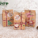 Cifeeo-5/10pcs Merry Christmas Candy Box With Rop Kraft Paper House Santa Claus Cookie Gift Packaging Boxes 2024 New Year Party Decor