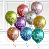 Cifeeo-10pcs Birthday Balloons Happy Birthday Printed Pattern Baby Shower Chrome Latex Balloon Metal Birthday Party Decorations Globos