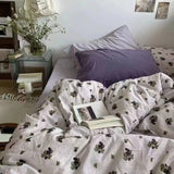 Cifeeo-Ins Pastoral style Yellow Small Flowers Bedding Set Twin Queen Size Duvet Cover Flat Sheet Pillowcase Princess Girl Bed Linen