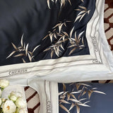 Cifeeo-Luxury Dark Blue Chinese Style Bamboo Embroidery 1000TC Egyptian Cotton Bedding Set Duvet Cover Set Bed Sheet Pillowcases 4Pcs