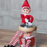 Cifeeo-42cm Christmas Elf Doll for Kids Mini Toy Elf Dolls for Christmas Poseable Little Elf Shelf Sitters with Dangling Legs