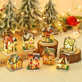 Cifeeo-Christmas LED Light Wooden House Luminous Cabin Merry Christmas Decorations for Home DIY Xmas Tree Ornaments Kids Gift New Year